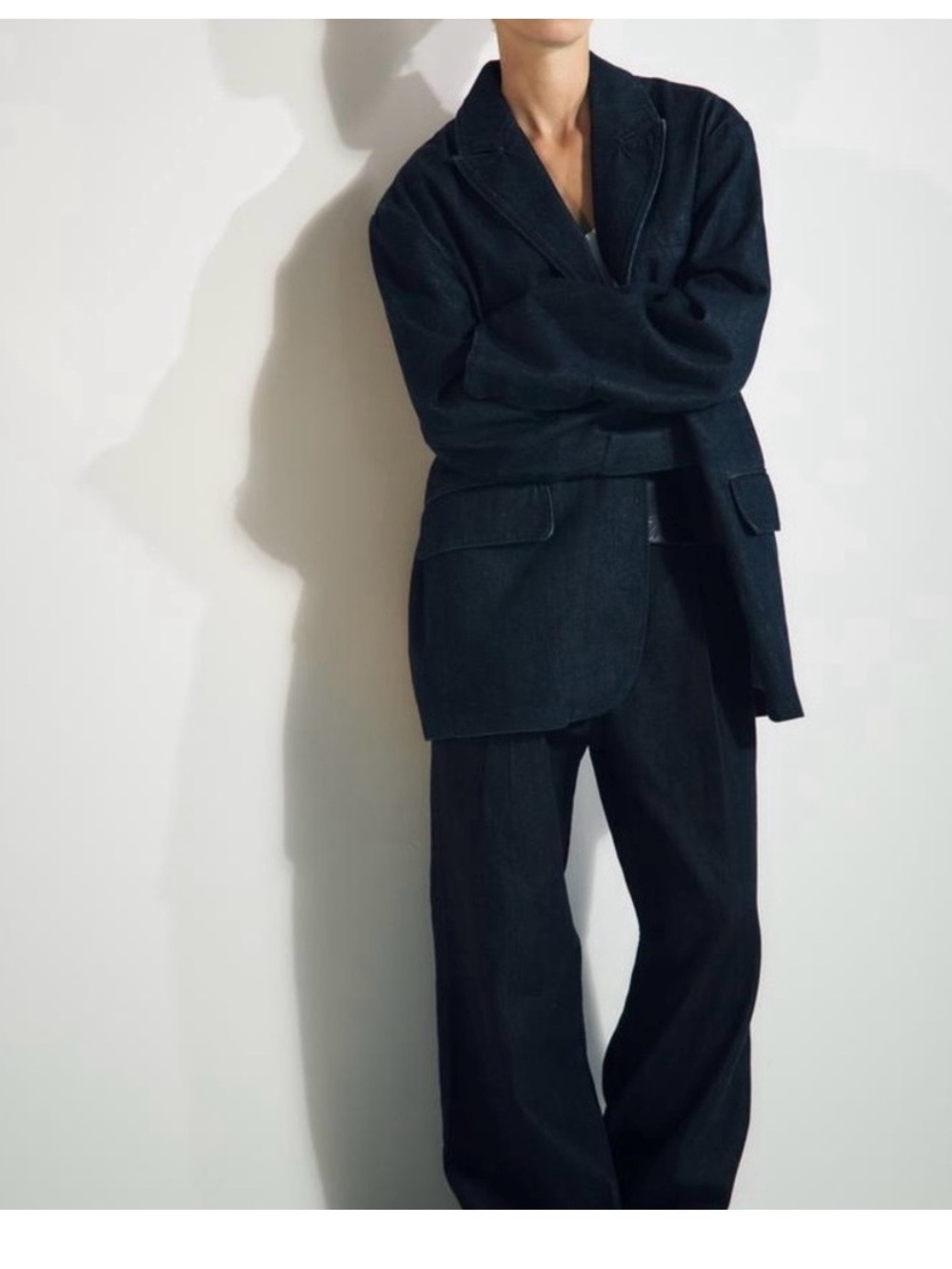 ZARA Dark Navy Denim Blazer